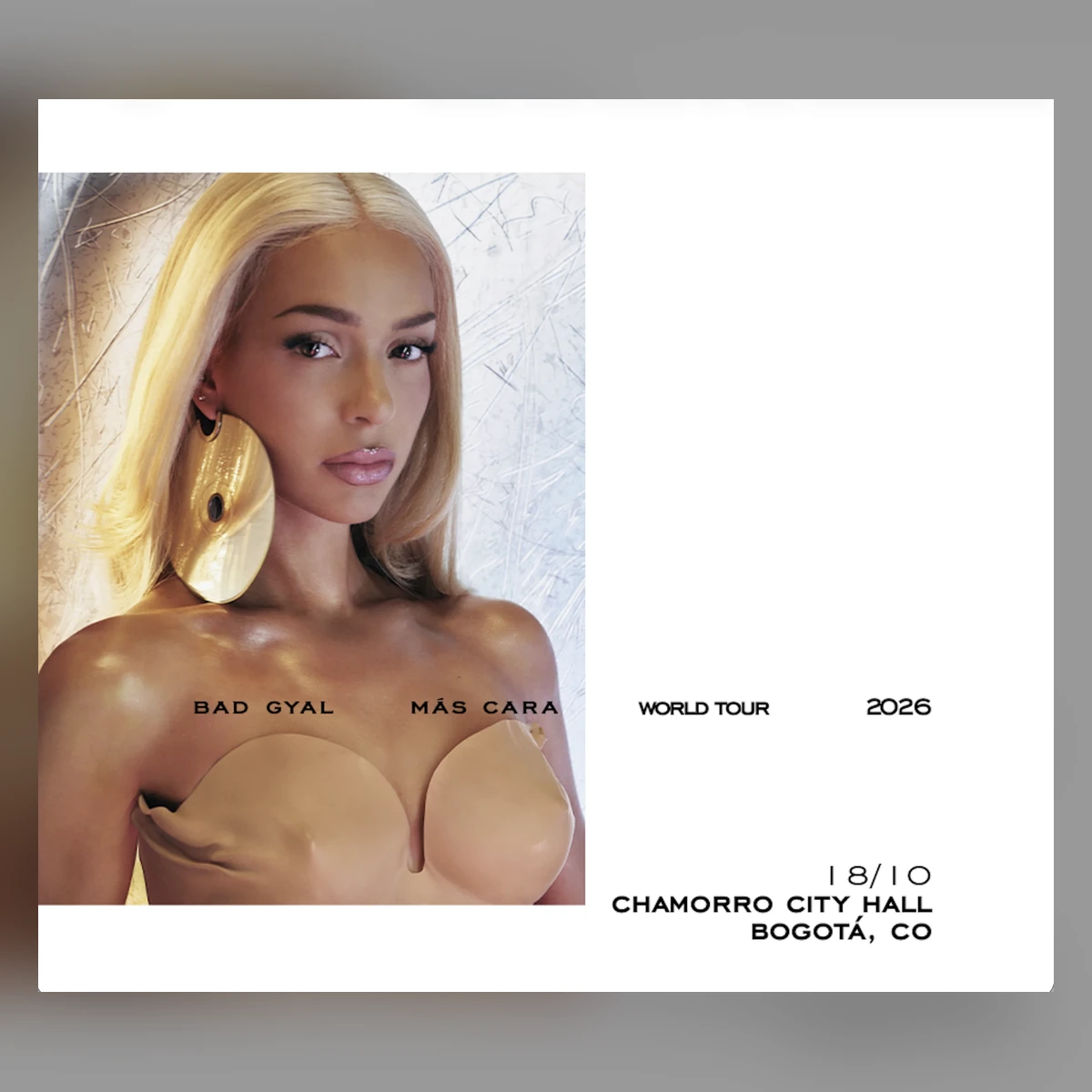 Imagen oficial de BAD GYAL | MÁS CARA WORLD TOUR 2026 en Bogotá