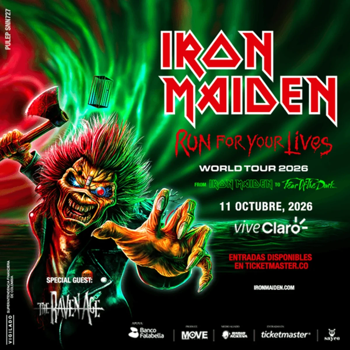 IRON MAIDEN | RUN FOR YOUR LIVES WORLD TOUR 2026 — imagen oficial